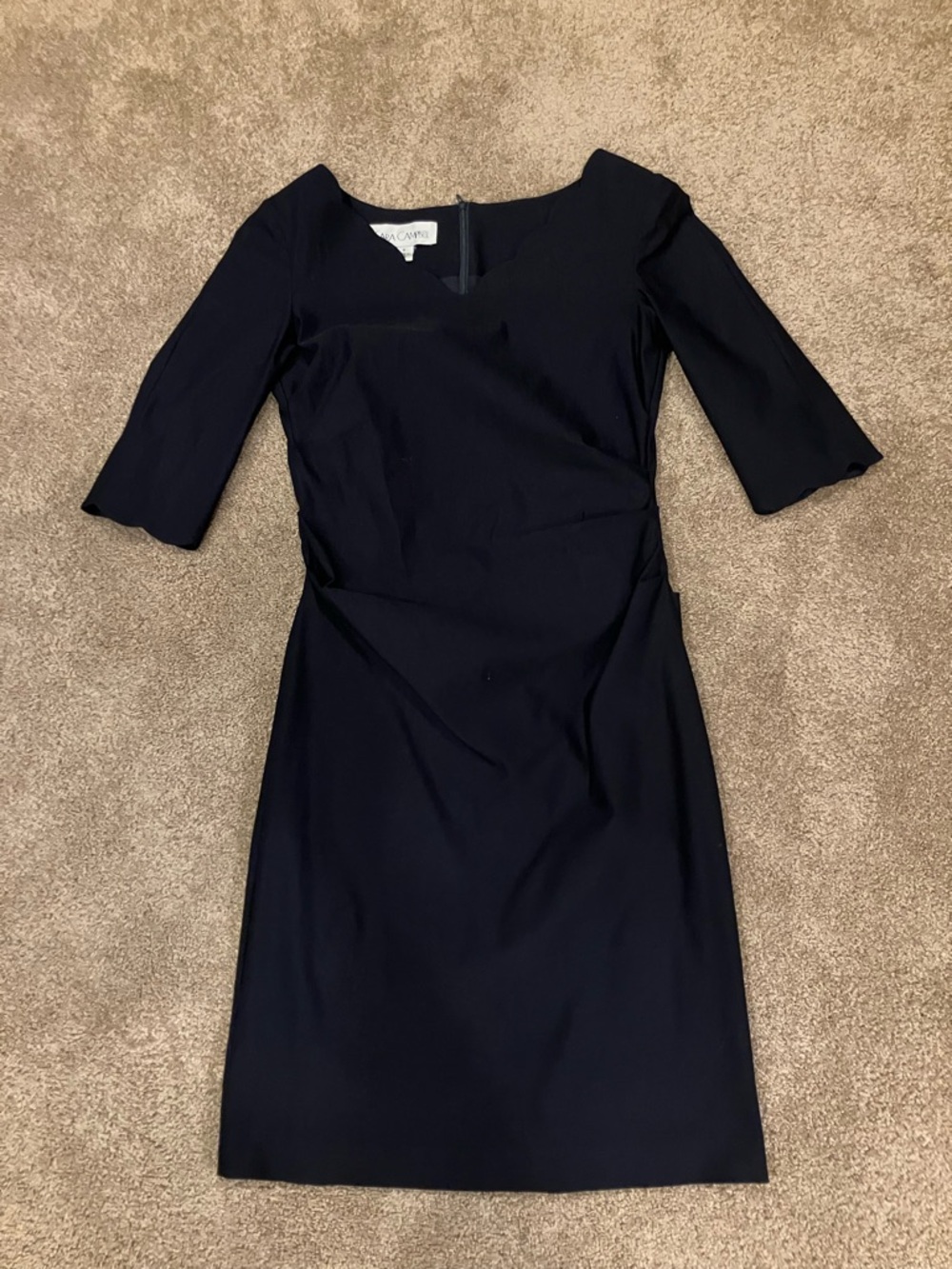 Sara Campbell Navy Three-Quarter Sleeve Sheath Dress